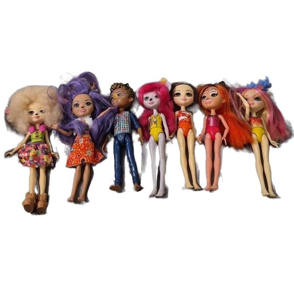 Mattel Enchantimals Doll Lot of 7 including Lorna Lamb, Danessa Deer, Hixby Hedg
